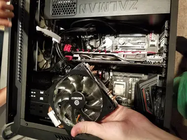 Fitting a CPU cooler during a build