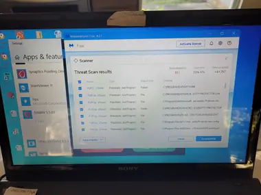Malware scan results during a cleanup