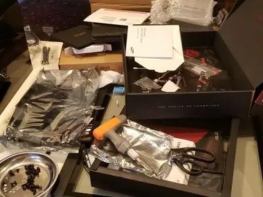 Tools and parts on the workbench